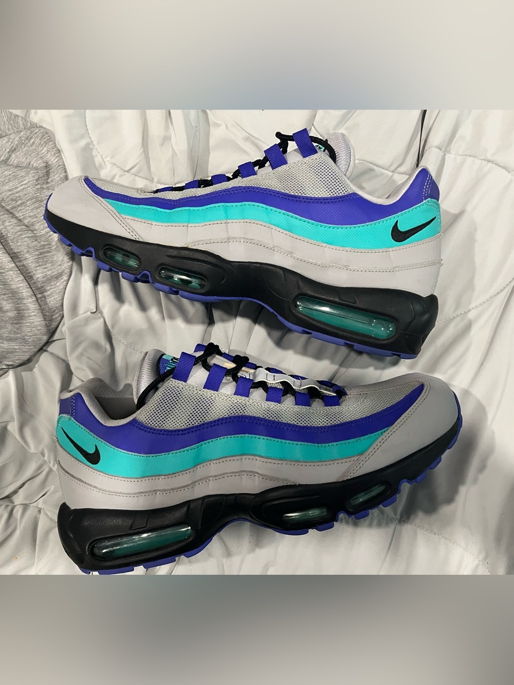 Nike Air Max 95 Aqua Purple Wolf Grey/Indigo Burst-Hyper Jade Size 11.5 Sneakers